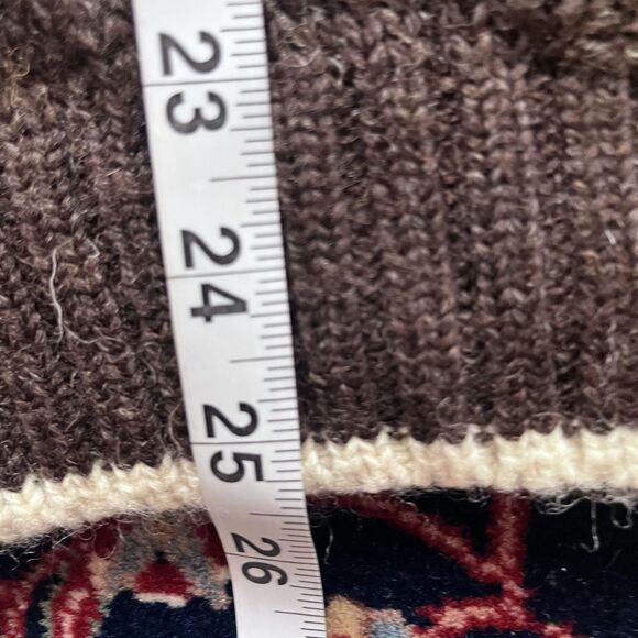 Vintage Paul James Brown White 100% Wool Cable Knit Men's Sweater Size L - Picture 3 of 5